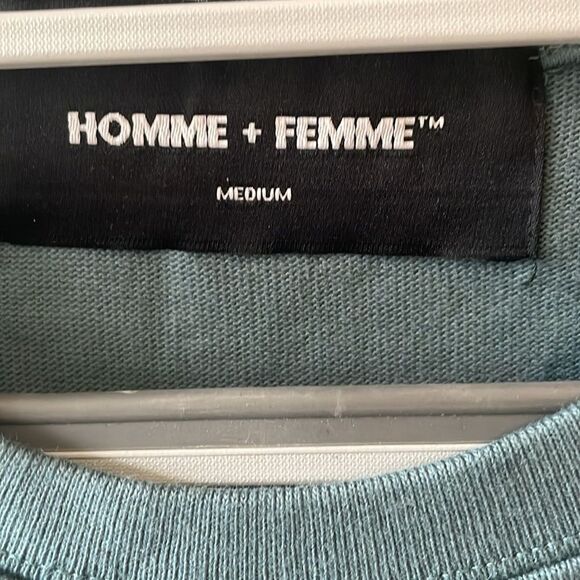 Homme + Femme Beverly Hills Teal & Ivory T-Shirt NWOT Size M - Picture 4 of 5